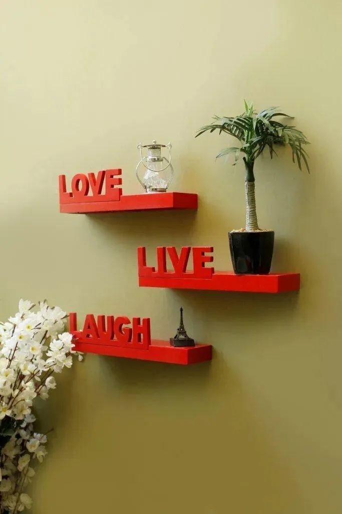 Wooden Beautiful Floating Wall Shelves (Set Of 3)