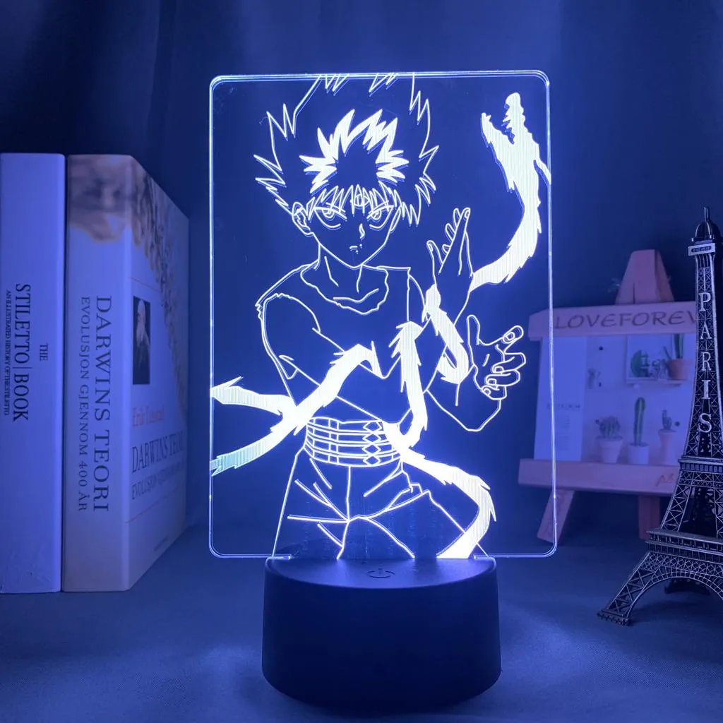 Yu Hakusho Hiei Led Night Lamp 3d   LED Night Light Colorful Colors Changing Touch Remote Bedside Lamp Cool Gift