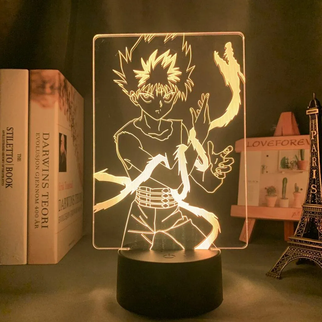 Yu Hakusho Hiei Led Night Lamp 3d   LED Night Light Colorful Colors Changing Touch Remote Bedside Lamp Cool Gift