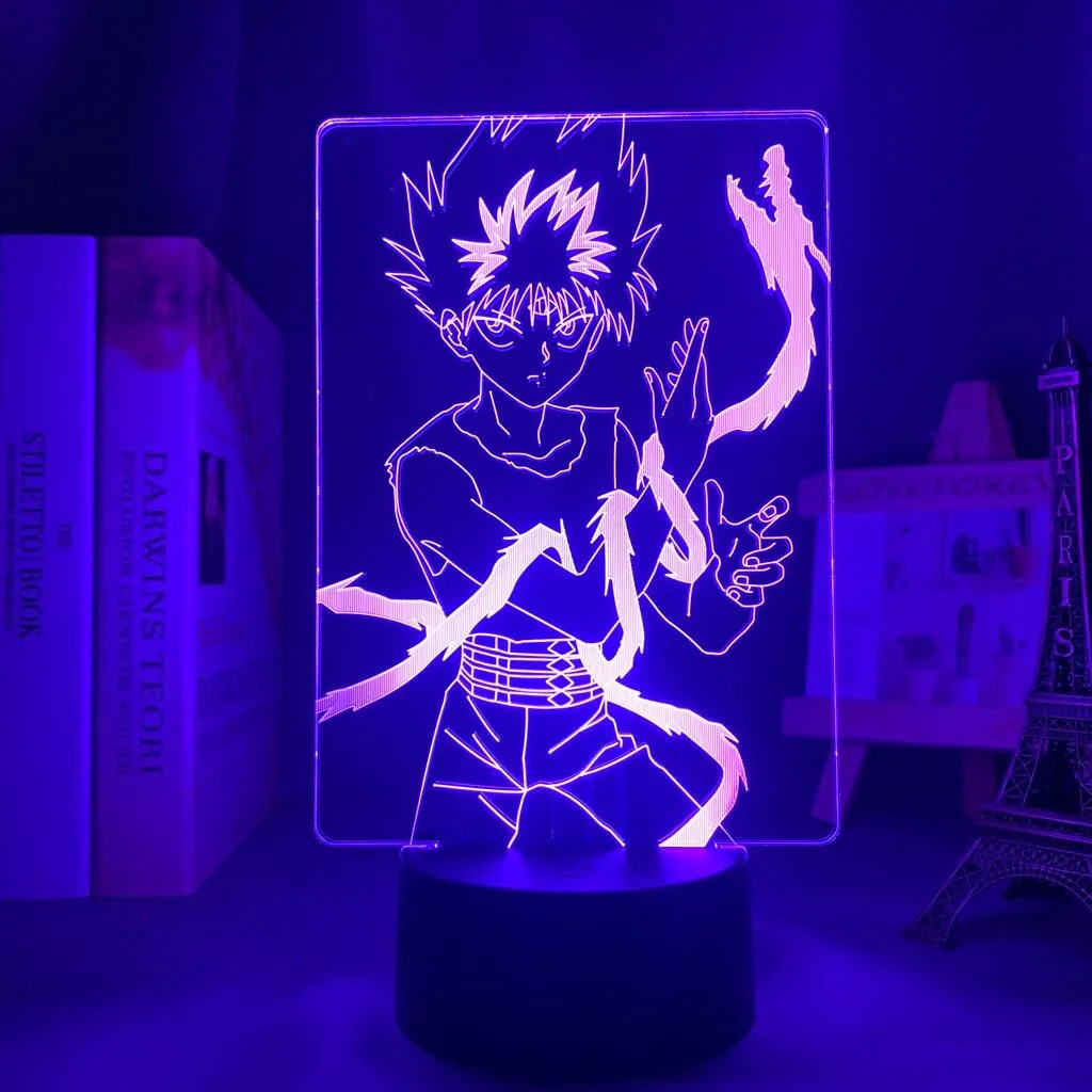 Yu Hakusho Hiei Led Night Lamp 3d   LED Night Light Colorful Colors Changing Touch Remote Bedside Lamp Cool Gift