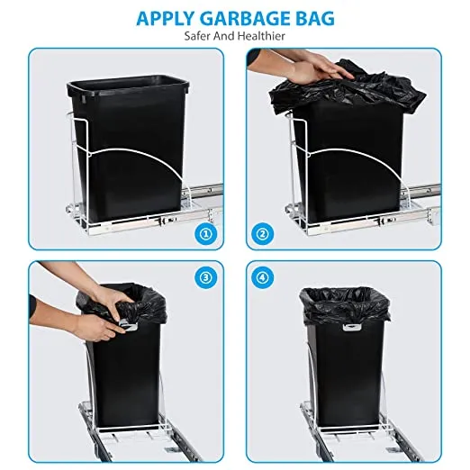 ZENY™ 7.6 Gallon Sliding Pull Out Trash Can ,29 Liter Capacity Black